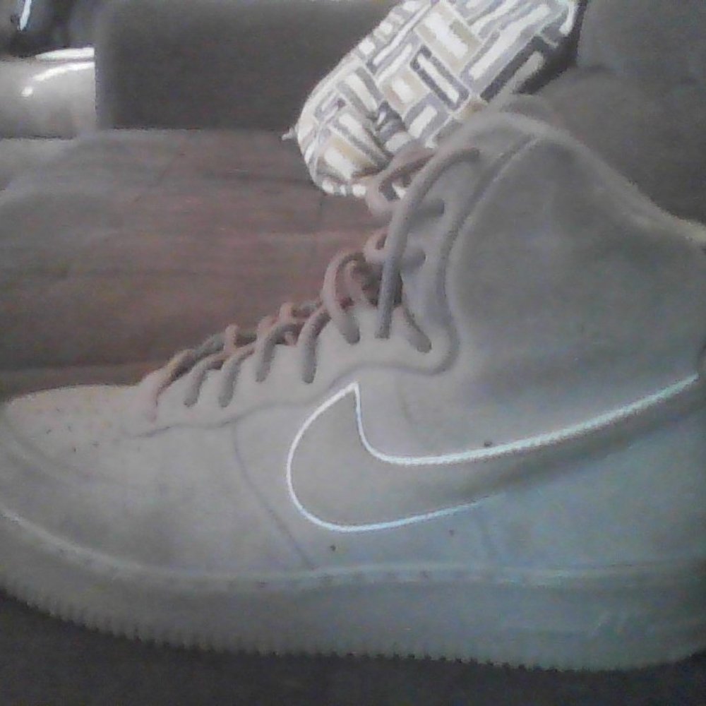 gray high top air force ones